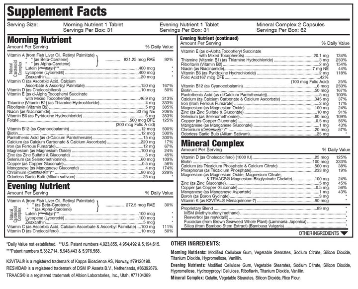 Daily Nutrient Supplements - Ingredients